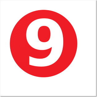 Number 9 Big Red Dot Letters & Numbers Posters and Art